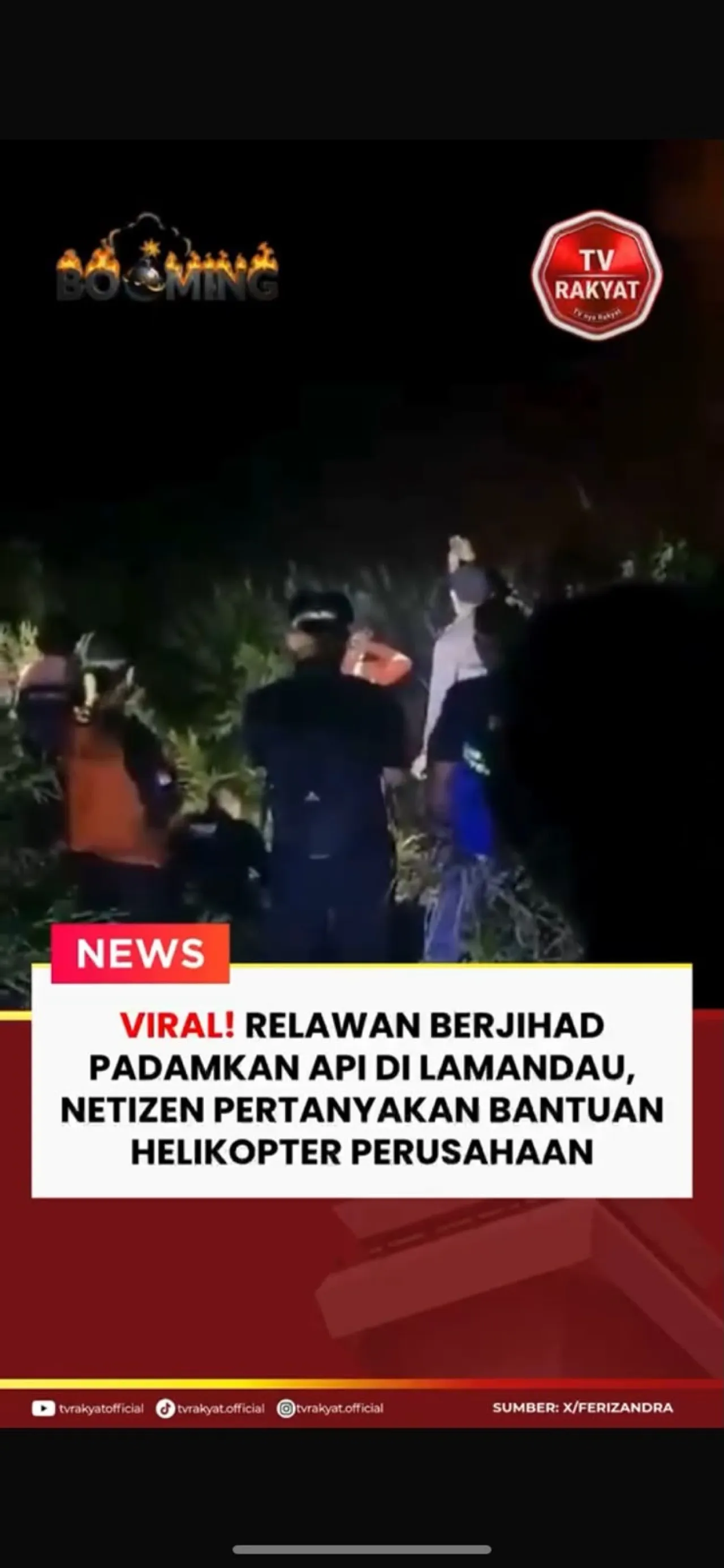 Relawan Berjihad Padamkan Api Di Lamandau, Netizen Pertanyakan Bantuan Helikopter Perusahaan  — News